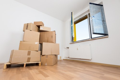 Household boxes and wrapping materials prepared for a Wandsworth move