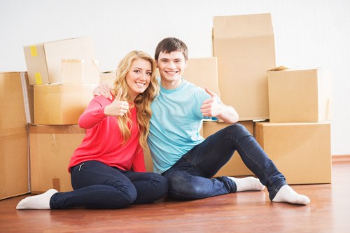 Packed household items ready for transport on moving day