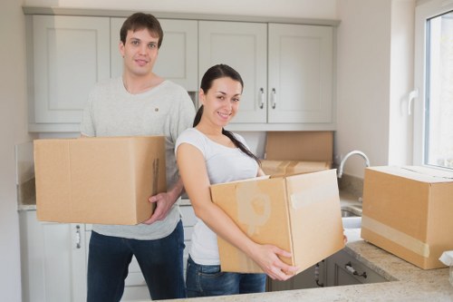 Careful loading of boxes and furniture for a student move